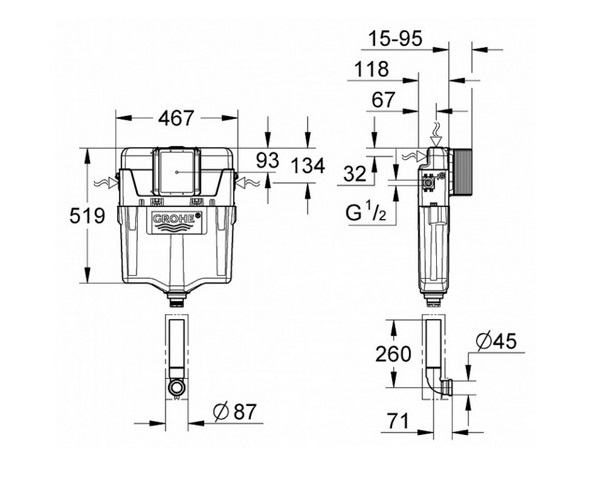 скрытый бачок GROHE RAPID SL